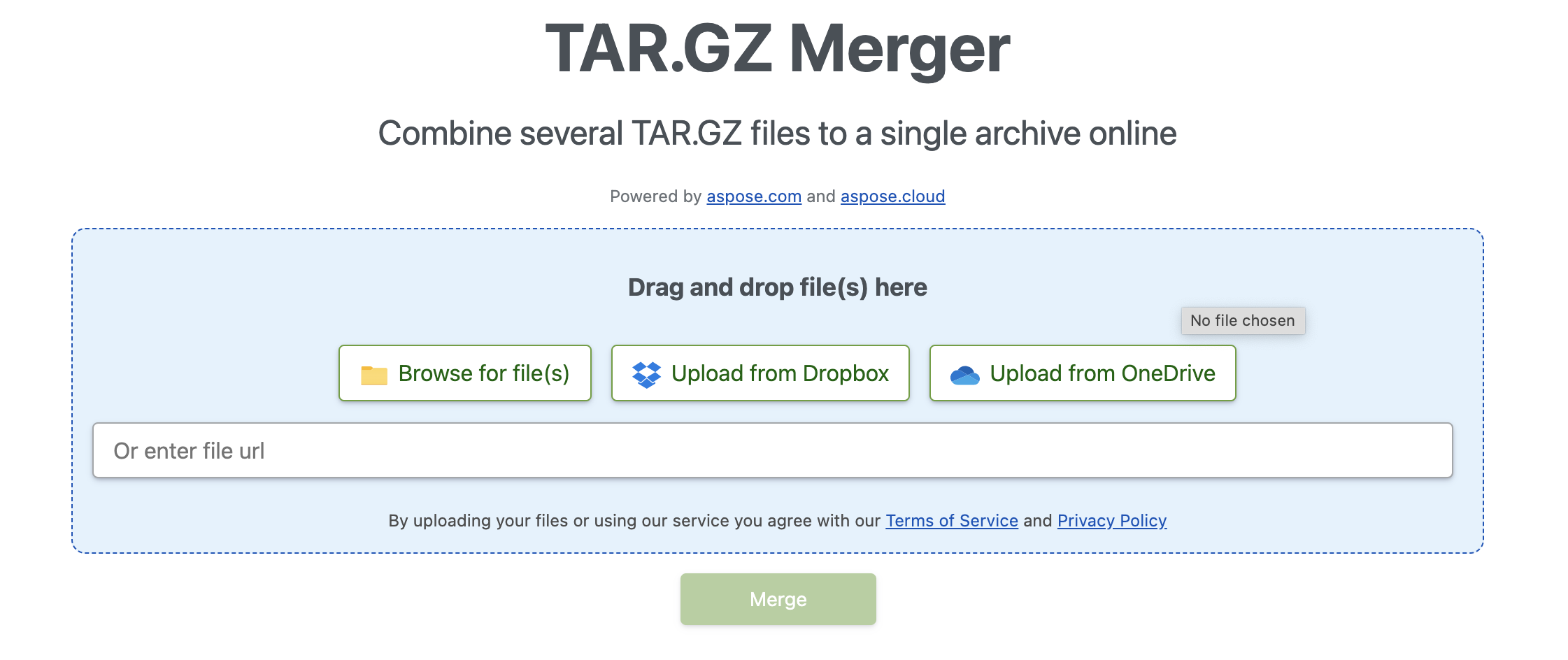 Объединение файлов TAR.GZ — онлайн-инструмент