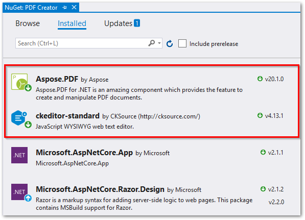 Skapa PDF i ASP.NET Core
