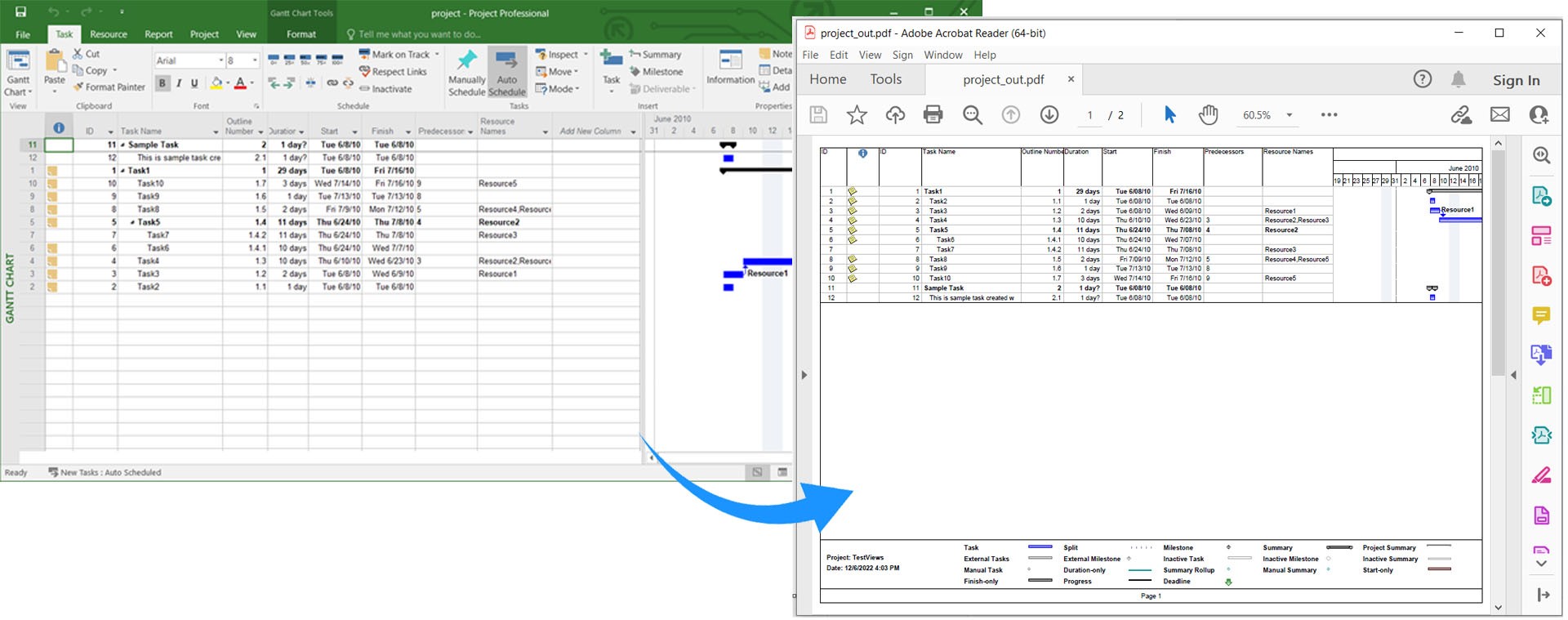 Konvertera MS Project till PDF med C#
