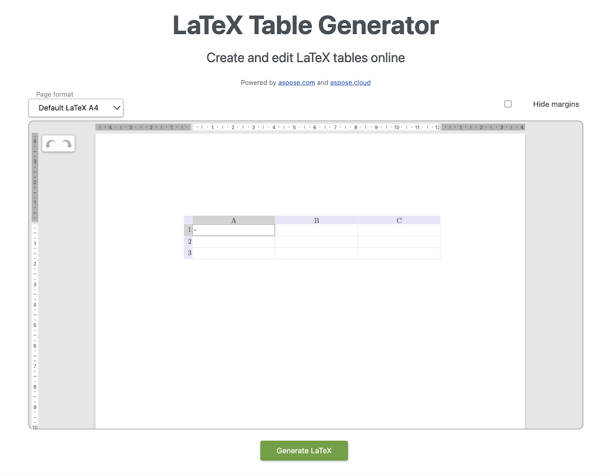 Free Online LaTeX Table Generator