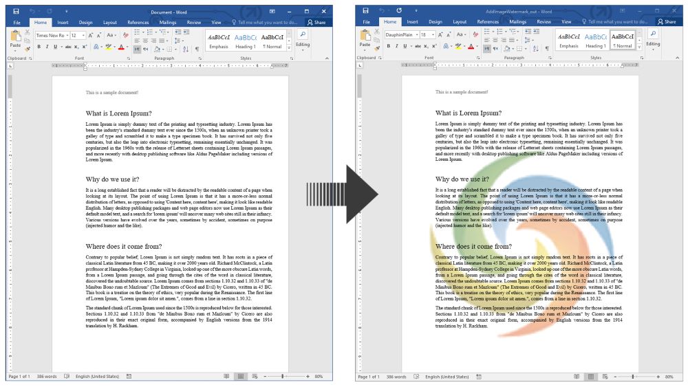 Infoga en bildvattenstämpel i ett Word-dokument