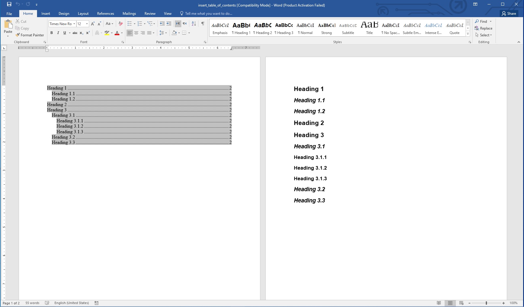 Skapa en Innehållsförteckning i Word med Python.