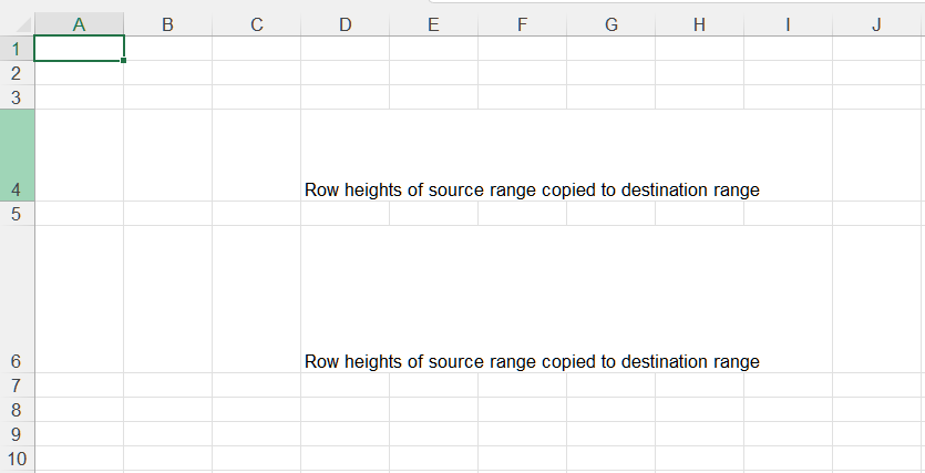 คัดลอกความสูงแถวช่วงเท่านั้นใน Excel โดยใช้ C#