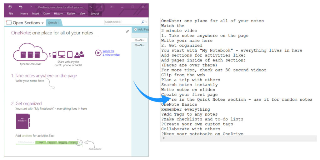 แยกข้อความทั้งหมดจากเอกสาร OneNote โดยใช้ Java