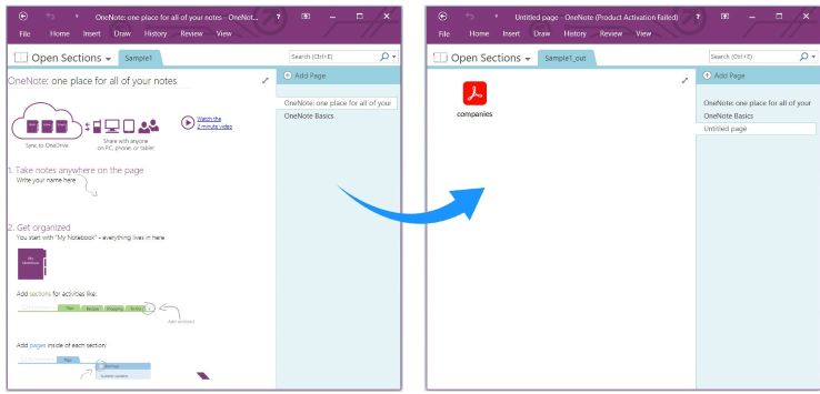 แทรก PDF ลงในเอกสาร OneNote ที่มีอยู่โดยใช้ C#