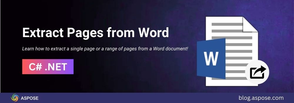 ดึงหน้าออกจากเอกสาร Word ใน C# | ดึงหน้าจาก Word
