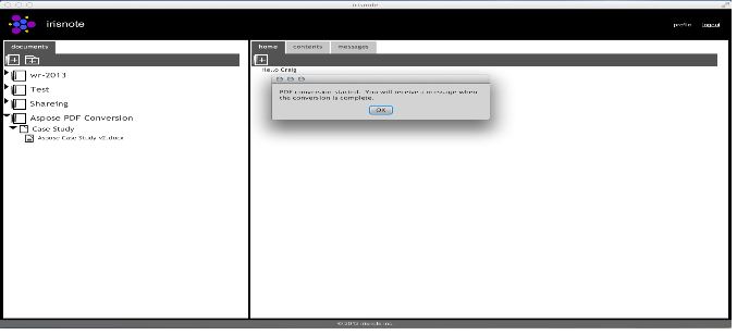 irisnote’s product with status “converting to PDF”