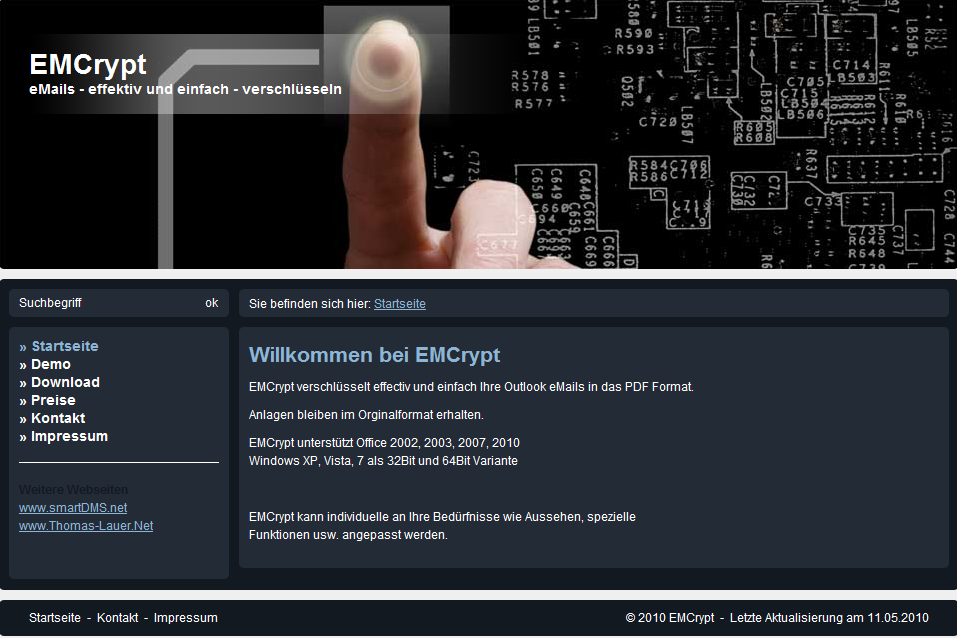 EMCrypt webpage preview