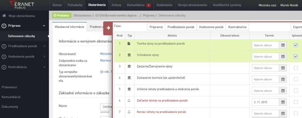 Main ERANET dashboard with internal schedule function activated