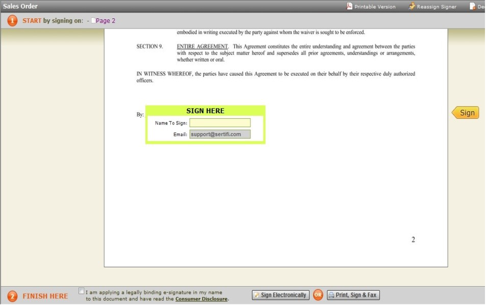 Email link to sign document