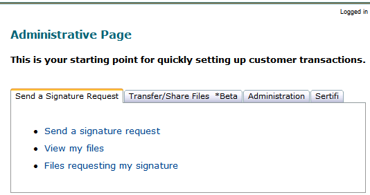 Preview of Administrative page