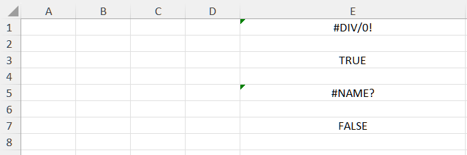 Hatalar ve Boolean Küreselleştirme Ayarları için Örnek Veri