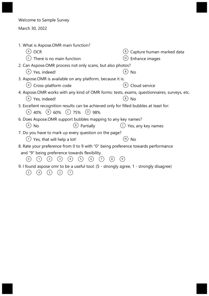 Metin İşaretlemeden OMR Anketi