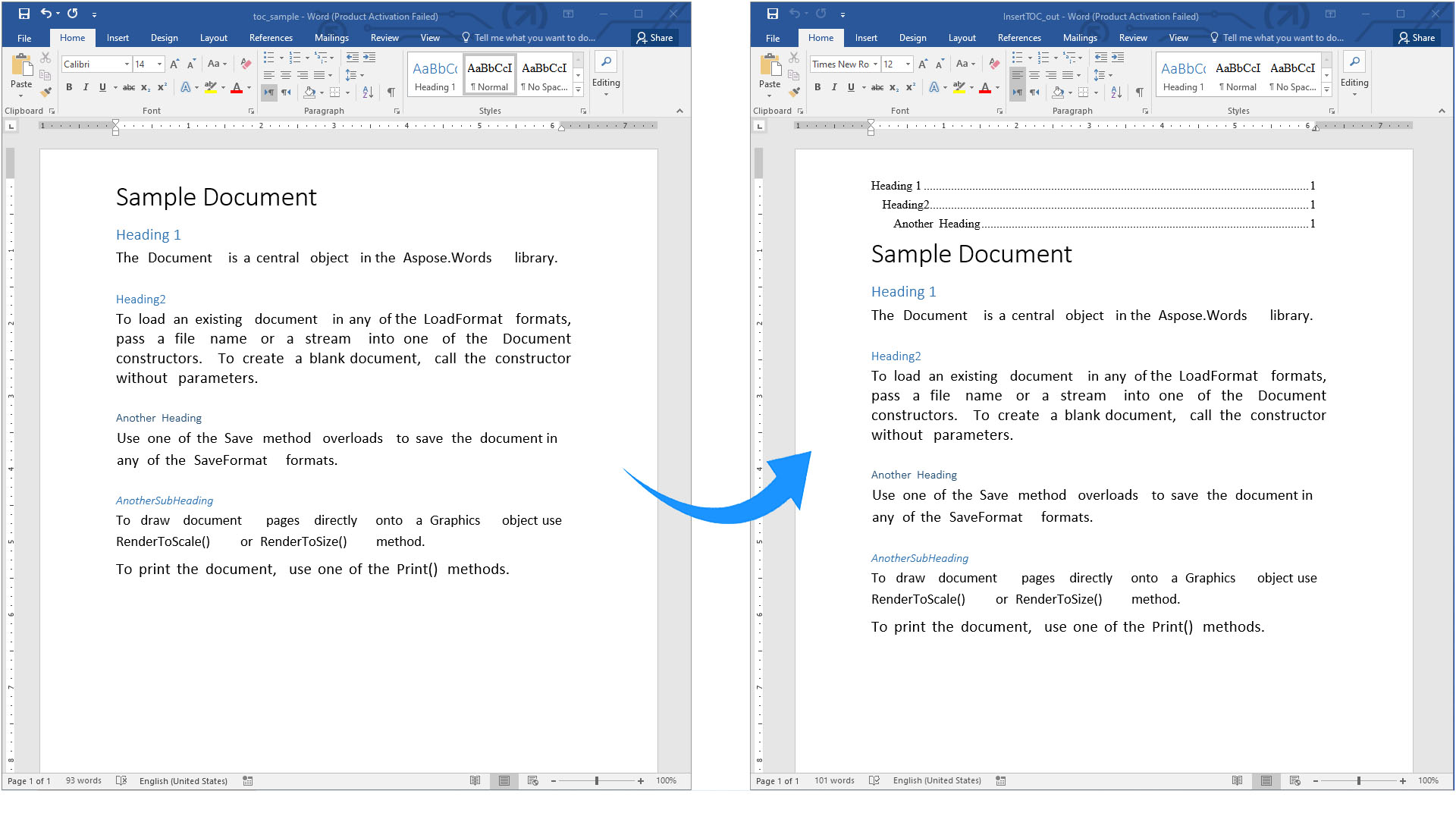 Mevcut Bir Word Belgesinde İçindekiler Tablosu Oluşturma.