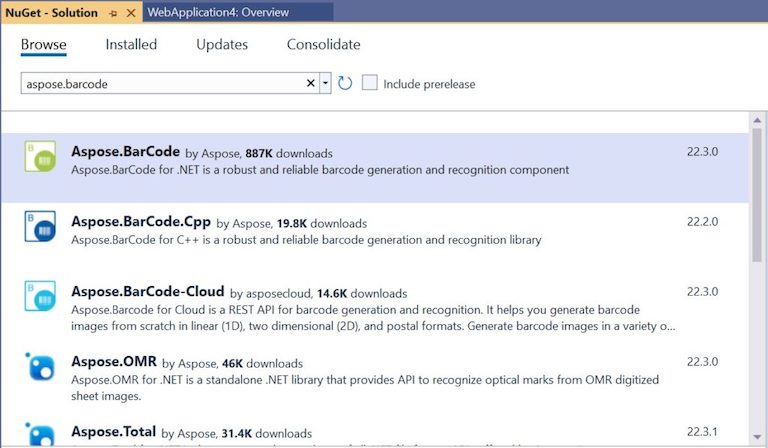 Встановіть Aspose.BarCode for .NET