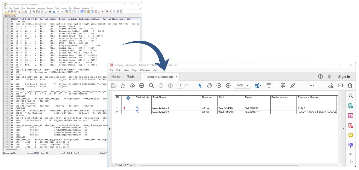 Перетворіть Primavera P6 XER у PDF за допомогою C#