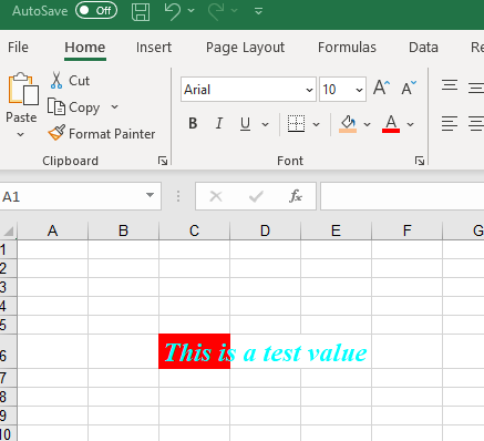 Hình ảnh của tệp Excel đầu ra được tạo bởi mã mẫu