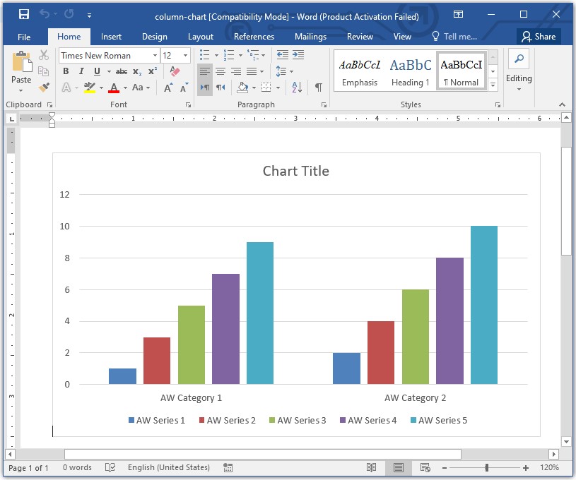 Create Column Charts in Word Documents using C#.