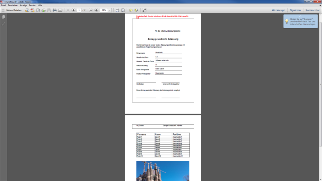 Resultant PDF preview