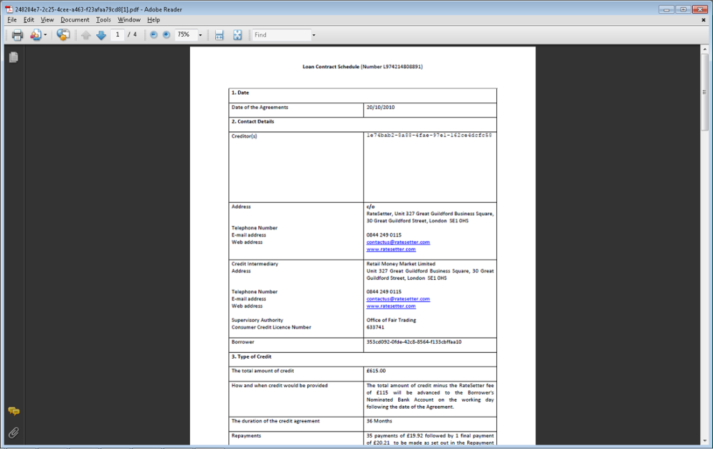 Contract preview in PDF format
