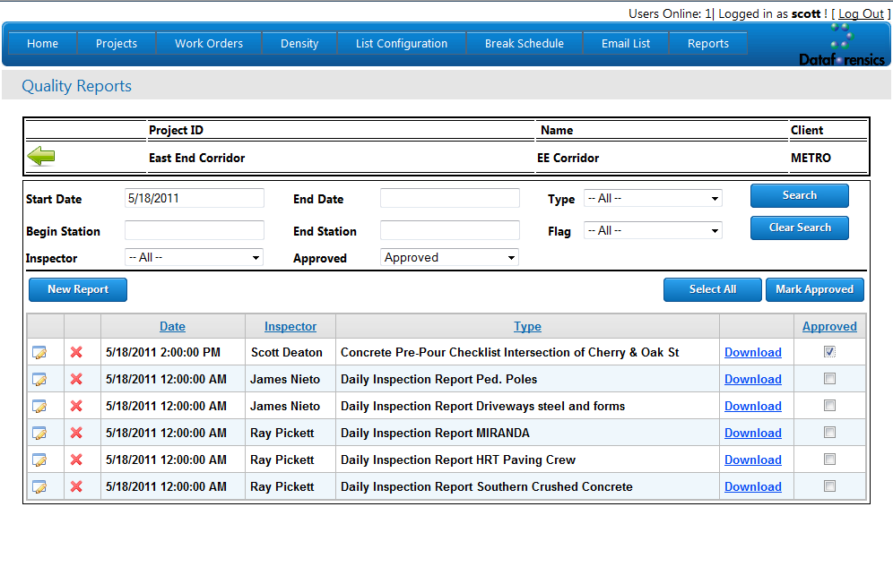 Preview of reports in grid