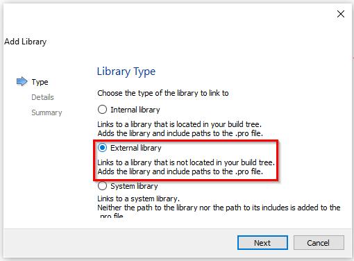 Add external library in Qt