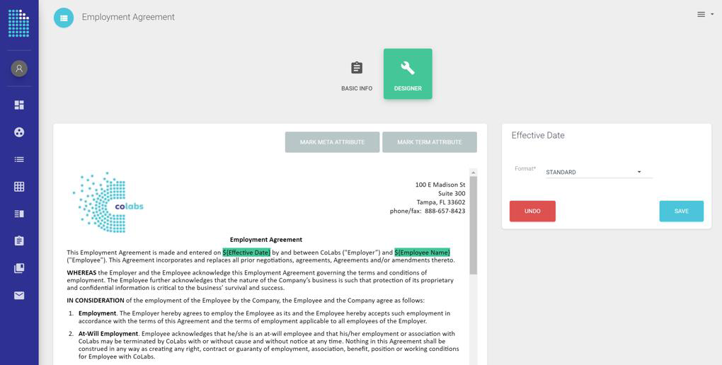 An example of a Word document converted to HTML inside IntelAgree