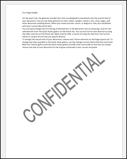 Watermark in word