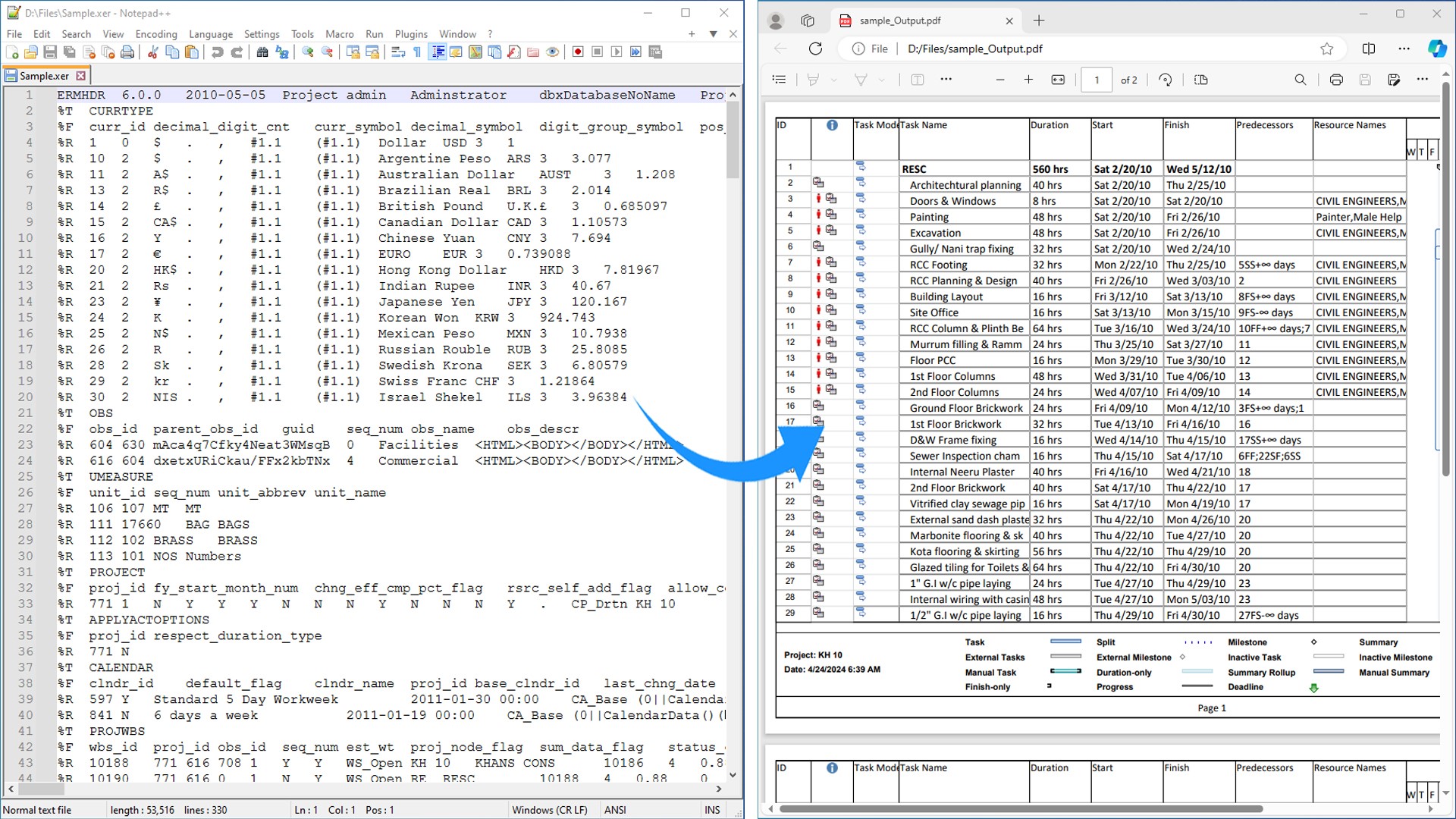 在 Python 中將 Primavera P6 XER 轉換為 PDF